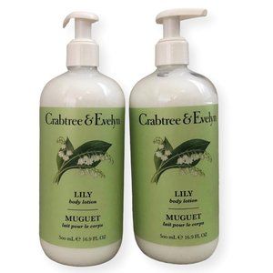 2 Crabtree & Evelyn Lily Body Lotion 16.9 oz Pump Bottle New Discontinued HTF